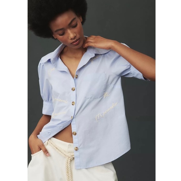 📌 ( Sold ) NWT Maeve Puff-Sleeve Signature Blouse - Picture 1 of 10